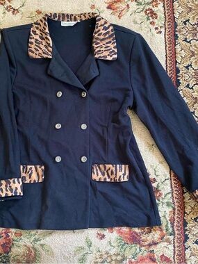 Pablo Collection black blazer with leopard print details